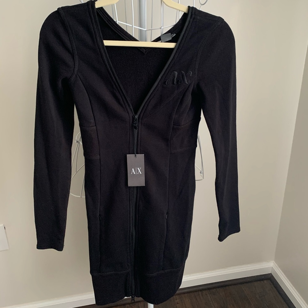 Armani Exchange black zip up dress